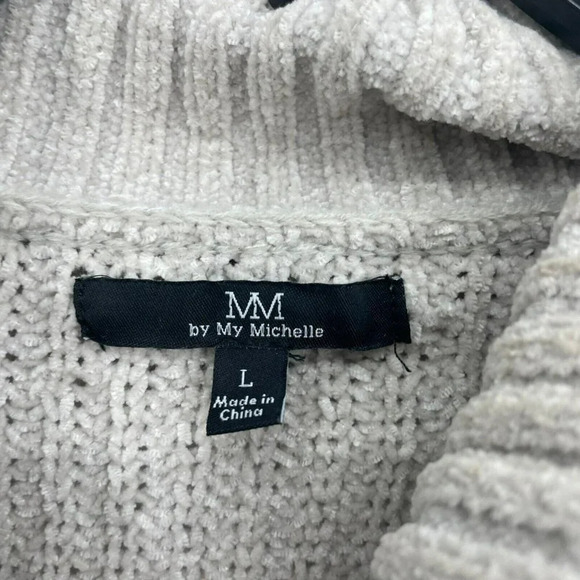 MM by Michelle Sweater Women's Sz L Light Brown Knit Cowl Neck Bishop Pullover - Picture 4 of 8